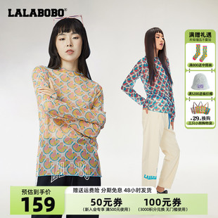 长袖 LALABOBO美式 WSDT13 小熊T恤女 2024新款 LBBC 高级感上衣修身