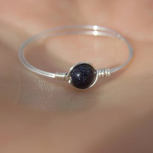 原创天然紫水晶圆珠手工绕线戒指生日幸运石戒指送女友闺蜜礼物