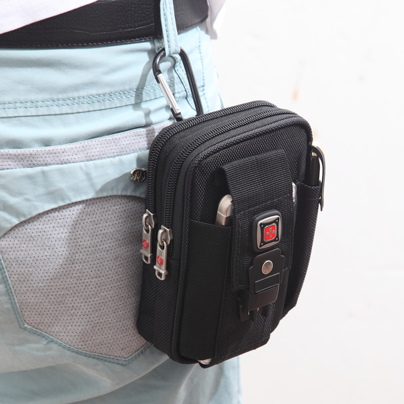 手机腰包男休闲穿皮带零钱包 瑞士军刀运动手机包穿皮带工作包竖款