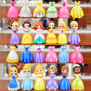 迪士尼公主 白雪换装 艾莎美人鱼手办灰姑娘冰雪儿童玩具摆件礼物