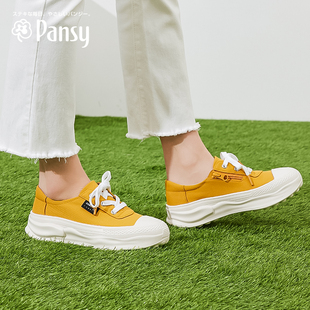 板鞋 Pansy日本鞋 软底轻便厚底增高单鞋 子女新款 春款 休闲帆布鞋