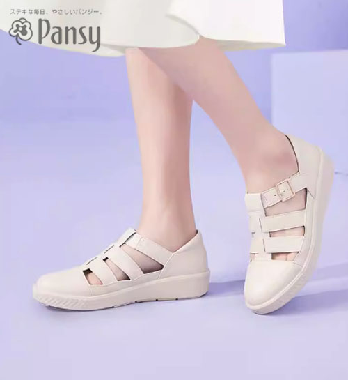 罗马凉鞋 平底轻便舒适休闲百搭妈妈鞋 女士单鞋 夏季 Pansy日本女鞋