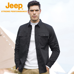 Jeep吉普新款 风长袖 男耐磨抗起球上衣多口袋工装 外套 户外休闲衬衫
