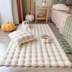 奶油风毛绒地毯泡泡绒地垫卧室床边毯客厅飘窗垫沙发毛毯茶几垫