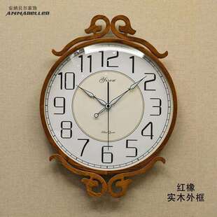 钟夜光实木日系挂钟家用表钟挂墙上北欧卧室钟表时英钟挂客厅 日式