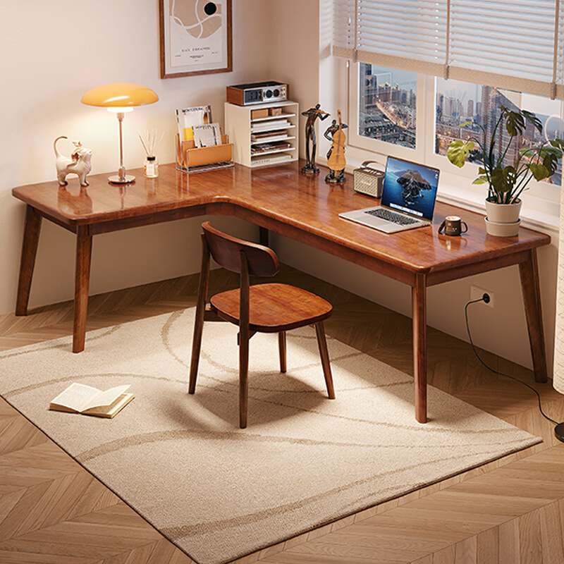 电脑桌子 书桌家用实木转角拐角L型卧室书房办公桌小户型工作台式
