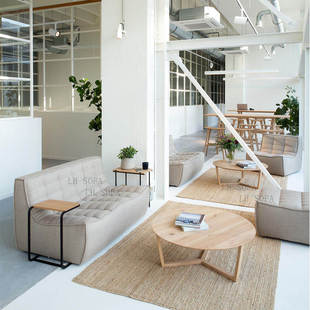 北欧简约设计师懒人沙发客厅华夫格模块转角沙发组合三人无扶手椅