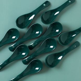 北欧风孔雀绿网红饭勺餐具套装 陶瓷勺子家用调羹小汤勺创意个性