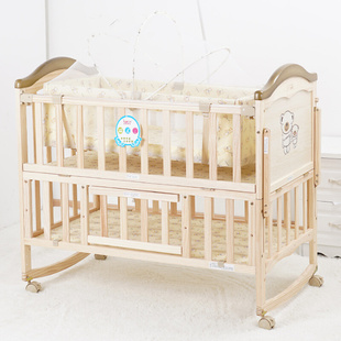 免漆婴儿床实木多功能摇床可拼接新生儿宝宝床厂家定制儿童床
