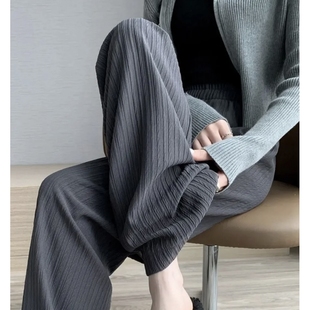 slx窄版 新款 2024年春季 高腰直筒垂感休闲垂感小个子 阔腿新泡芙裤