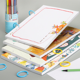 小学生绘画日记本a4一年级幼儿园画画本子儿童空白女孩加厚活页丙