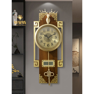 钟表中国风玄关餐厅挂墙时钟万年历表 纯铜家用时尚 挂钟客厅新中式