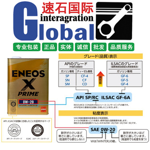 适合日系 GF6日版 新日石ENEOS 0W20全合成机油4L装 铁罐SP 日本原装