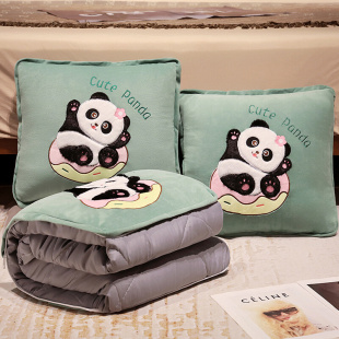 熊猫抱枕被子两用靠枕办公室午睡枕头汽车车用空调毯子二合一车载