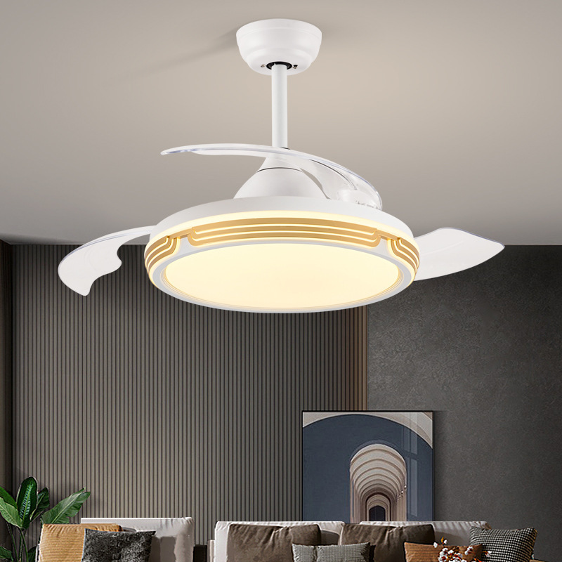简约现代风扇灯客厅餐厅卧室创意吊扇灯家用静音带电风扇一体灯具