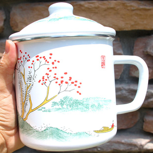 创意复古大号1000ml怀旧搪瓷杯铁茶缸子可加热泡面办公杯水杯茶杯