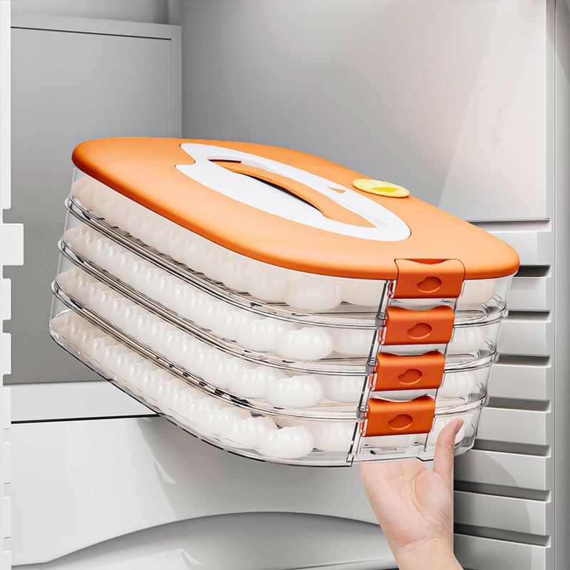 0424r饺子收纳盒冰箱用家整理神器馄饨盒食品级保鲜速冻冷冻专盒