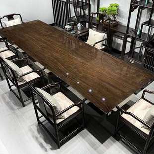书桌办公桌会议桌奥坎茶桌原木整板 黑檀实木大板茶桌茶台新中式