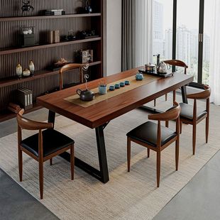 茶 茶桌椅组合一桌五椅实木色喝茶桌客厅办公大板泡茶桌新中式 新款