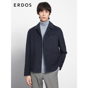 ERDOS 巴尔领短款 丝毛绒混纺夹克秋冬深蓝色厚款 外套商务通勤 男装