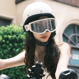 越野ABS复古半盔3C认证 摩托车头盔男女哈雷摩托电动机车摩旅夏季