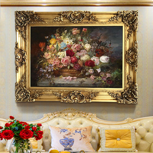 欧式 客厅油画高清壁画古典花卉美式 饰画餐厅挂画别墅定制 墙面装