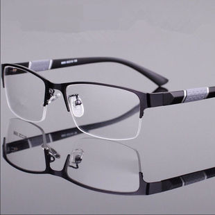 德国近视眼镜可配度数男士 眼睛超轻半方框商务成品近视镜有度数