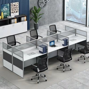 四4人位办公桌椅组合简约现代公司职员办工作屏风双6人电脑办工桌
