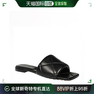 香港直邮BOTTEGA VENETA 黑色女士露趾平底拖鞋 99新未使用