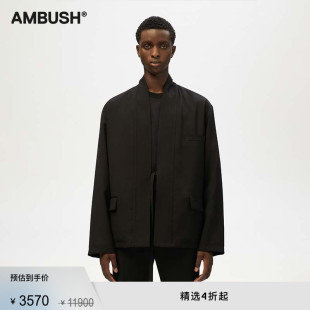 AMBUSH男士 黑色羊毛面料宽松和服式 外套 系带西装