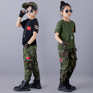 女童演出服 男童特种兵军训服警服帅气男孩解放军装 儿童迷彩服套装