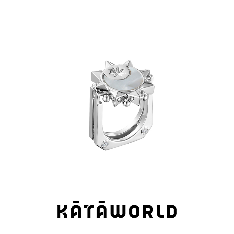 KataWorld日月星辰系列之两面翻转戒指项链高级设计感小众轻奢