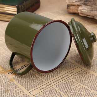怀旧搪瓷杯泡茶茶缸老干部复古大容量水杯子 经典 优级带盖加厚老式