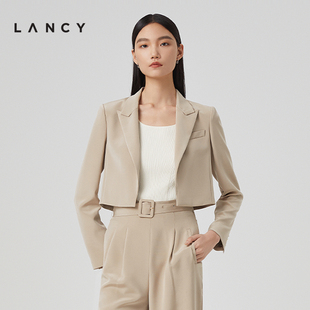 新款 LANCY 外套女通勤职业西服 桑蚕丝短款 朗姿女装 西装 2023春季