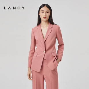 粉色修身 LANCY 女 西装 朗姿春季 外套通勤高级感休闲西服套装 新款