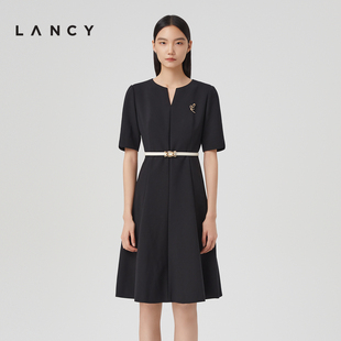 连衣裙女高级感裙子 新款 法式 小黑裙气质修身 朗姿2023春季 LANCY