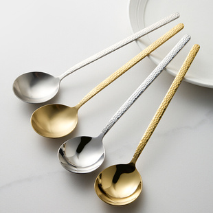 勺子家用高档精致不锈钢圆勺汤匙儿童吃饭小勺调羹拌饭勺