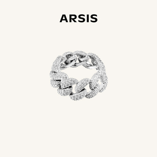ARSIS自由搭配古巴戒指复古气质小众设计感情侣指环原创饰品