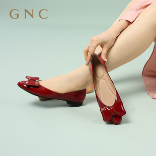 GNC气质舒适单鞋 女新款 低跟复古尖头优雅甜美蝴蝶结单鞋