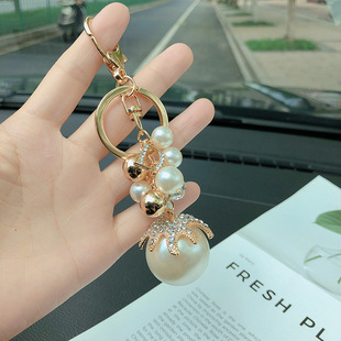 韩国新款 精美珍珠串钥匙扣热卖 女汽车饰品 包包挂件小礼品金属时尚