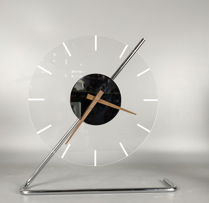 现代简约创意时钟台钟摆件亚克力材质样板房售楼处书桌桌面饰 新款