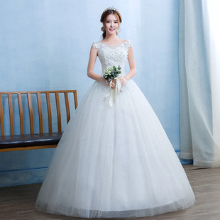 新款 简气质约显瘦森系齐地大码 新娘双肩韩式 蕾丝 婚纱礼服2023新款
