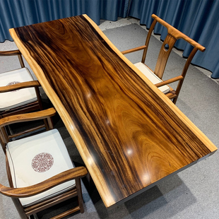 南美胡桃木实木大板茶桌1米8原木餐桌书桌老板桌办公会议桌自然边