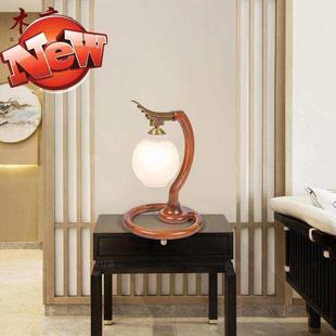 灯饰新中式 实木台灯创意个性 酒店别墅民宿客 大气客厅玻璃台灯时尚
