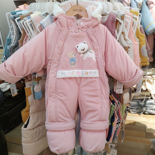 超级加厚连脚连体衣外出服宝宝抱衣棉衣保暖包脚抱被年服 婴儿冬季