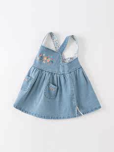 戴维贝拉女童背带裙春装 2023儿童洋气牛仔裙小童宝宝童装 裙子 新款