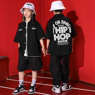 儿童街舞潮服套装 hiphop童装 短袖 潮牌爵士舞表演出服 男童嘻哈工装