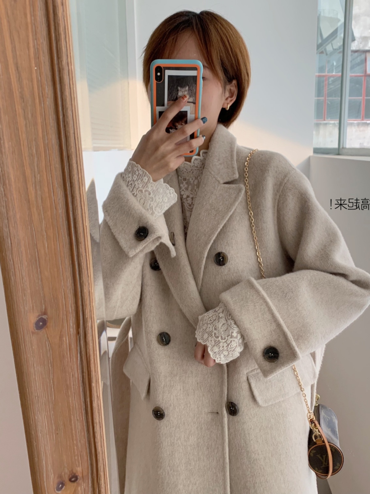 双面羊绒大衣女中长款 23年秋冬新款 宽松高级感小个子羊毛外套 韩版