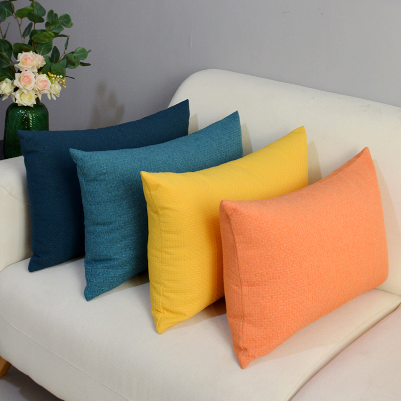 北欧纯色家用亚麻抱枕靠垫套长方形不含芯大号客厅沙发靠背套定制