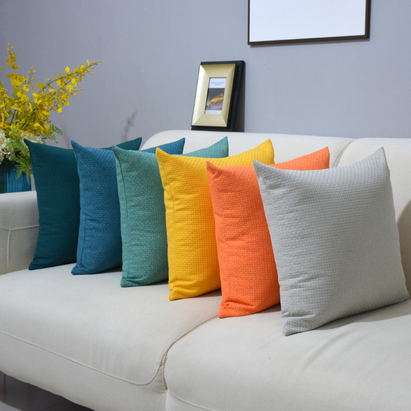 简约亚麻纯色抱枕靠垫现代客厅沙发大号靠枕头套正方形不含芯订做